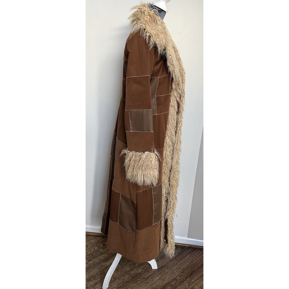 Dolls Kill Current Mood Penny Lane Patchwork Corduroy Faux Leather Long Coat L - Picture 16 of 16